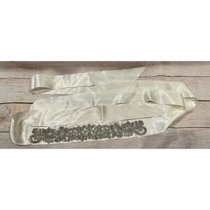 Bridal Off White Cream Ivory Wedding Rhinestone Sash Wide Long Belt Plus Size